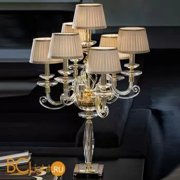 Настольная лампа Euroluce Alicante F6+1L gold Clear SHADE