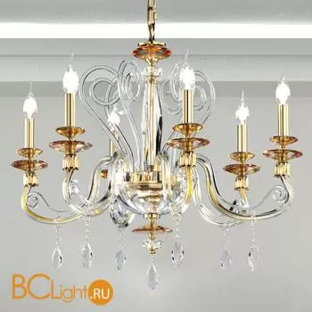 Люстра Euroluce Aurora L6 gold amber