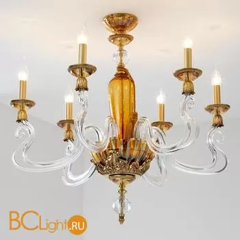 Потолочная люстра Euroluce Barocco S6 gold Amber