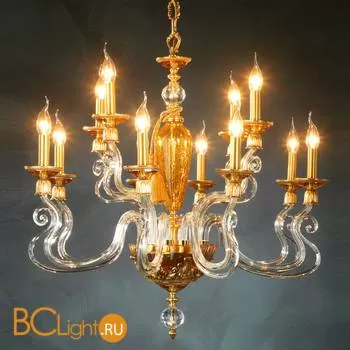 Люстра Euroluce Barocco L8+4 gold Amber