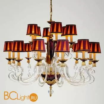 Люстра Euroluce Barocco L12+6 gold Amethyst Shade