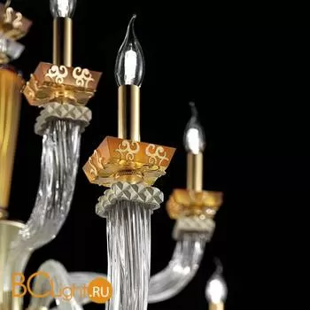 Люстра Euroluce Museum L8+4+4 Satin gold amber - Фото 2