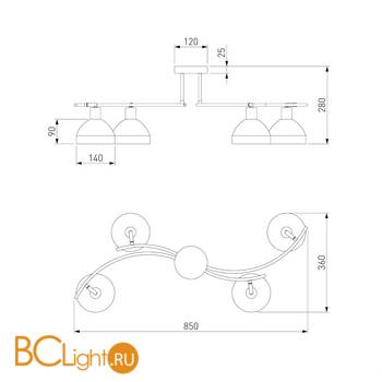 Потолочная люстра Eurosvet Alta 30141/4 античная бронза - Схема