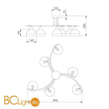 Потолочная люстра Eurosvet Alta 30141/6 античная бронза - Схема