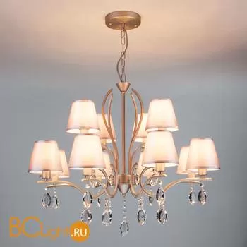 Люстра Eurosvet Aurelia 10089/12 сатин-никель/прозрачный хрусталь Strotskis - Фото 1