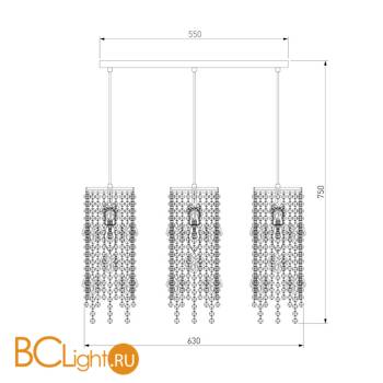 Подвесной светильник Eurosvet Flower 10083/3 хром/прозрачный хрусталь Strotskis - Схема