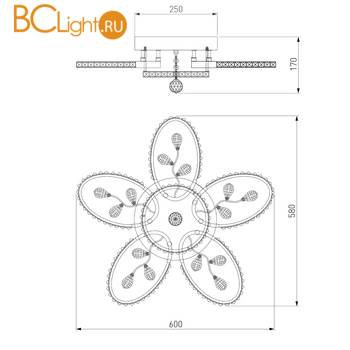 Потолочный светильник Eurosvet Soul 90097/6 хром 45W - Схема