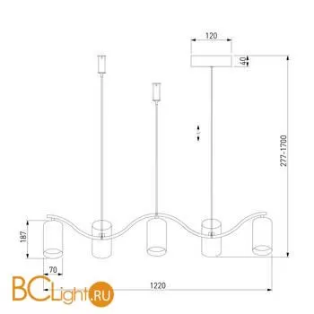 Подвесной светильник Eurosvet Spacer 90103/5 серый / золото - Фото 3