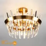 Подвесной светильник Eurosvet Steccato 10111/5 золотая бронза / прозрачный хрусталь Strotskis - Фото 0