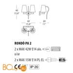 Бра Evi Style Rondo' PA2 ES0180PA04BIAL - Схема