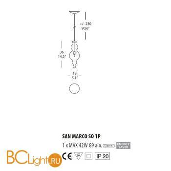 Подвесной светильник Evi Style San Marco SO1 P ES0630SO04AMAL - Схема