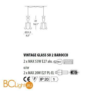 Подвесной светильник Evi Style Vintage glass SO2 Barocco ES0224SO04CC - Схема