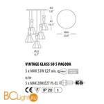 Подвесной светильник Evi Style Vintage glass SO5 Pagoda ES0226SO04SR - Схема