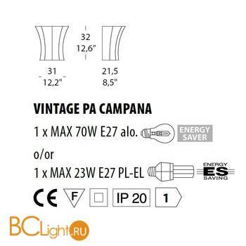 Настенный светильник Evi Style Vintage PA Campana AV ES0242PA04AV - Схема