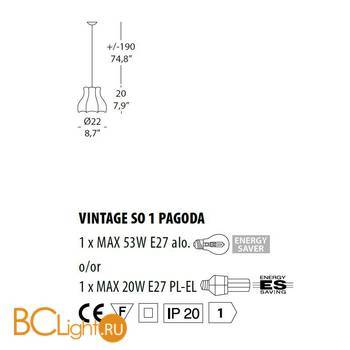Подвесной светильник Evi Style Vintage SO1 Pagoda OR ES0240SO04OR - Схема