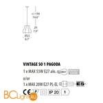 Подвесной светильник Evi Style Vintage SO1 Pagoda OR ES0240SO04OR - Схема