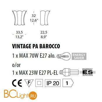 Настенный светильник Evi Style Vintage PA Barocco SR ES0241PA04SR - Схема