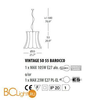 Подвесной светильник Evi Style Vintage SO55 Barocco SR ES250SO04SR - Схема