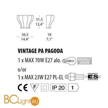 Настенный светильник Evi Style Vintage PA Pagoda NE ES0240PA04NE - Схема