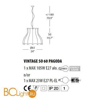 Подвесной светильник Evi Style Vintage SO60 Pagoda NE ES249SO04NE - Схема