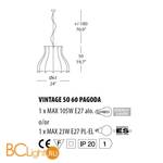 Подвесной светильник Evi Style Vintage SO60 Pagoda NE ES249SO04NE - Схема