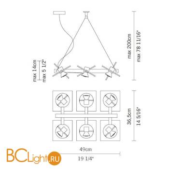 Подвесной светильник Fabbian Aster Mini Black Glass D36 A01 02 - Схема
