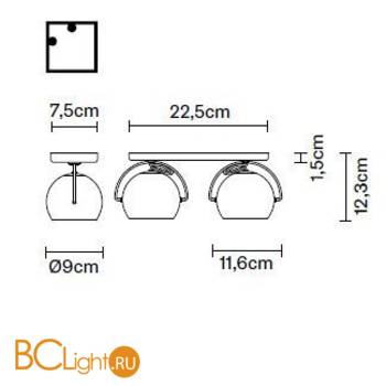 Спот (точечный светильник) Fabbian Beluga Colour D57 G23 03 - Схема