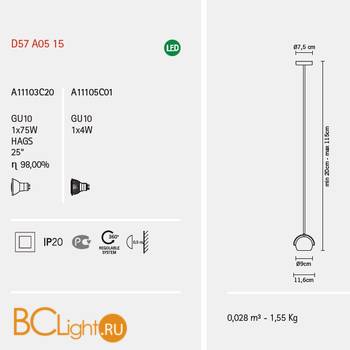 Подвесной светильник Fabbian Beluga Steel D57 A05 15 - Схема