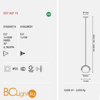 Подвесной светильник Fabbian Beluga Steel D57 A07 15 - Схема