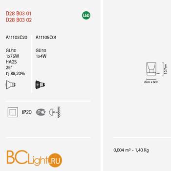 Настольная лампа Fabbian Cubetto White Glass D28 B03 01 - Схема