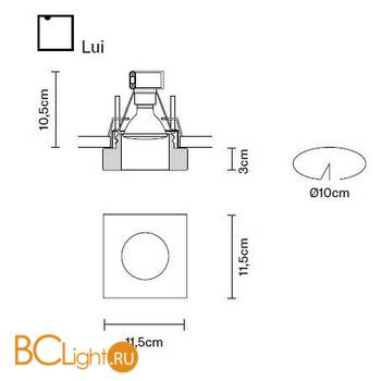 Встраиваемый спот (точечный светильник) Fabbian Lui D27 F39 00 - Схема