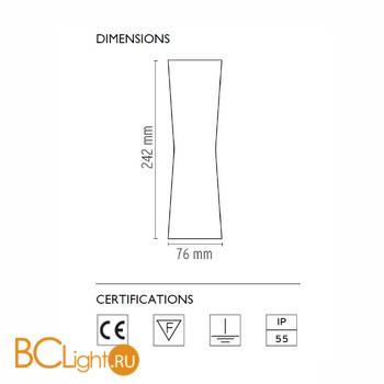 Настенный спот (точечный светильник) Flos Clessidra 40°+40° Chrome F1584057 - Схема