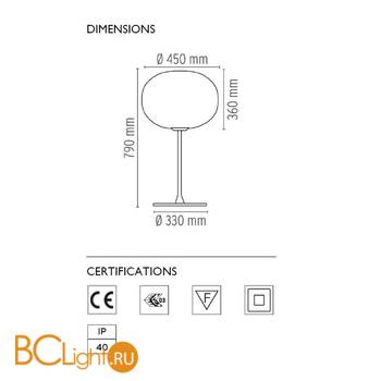 Настольная лампа Flos Glo-Ball Basic T2 F3025000 - Схема
