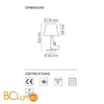 Настольная лампа Flos Guns Bedside Gun Chrome F2953057 - Схема