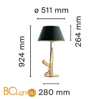 Настольная лампа Flos Guns Table Gun Gold F2954000 - Схема