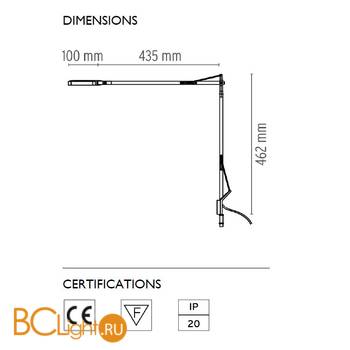 Настольная лампа Flos Kelvin LED Desk support (Visible cable) Chrome F3308057 - Схема