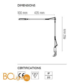 Настольная лампа Flos Kelvin LED Clamp Chrome F3313057 - Схема
