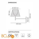 Бра светильник Flos Ktribe W Aluminized bronze F6307046 - Схема