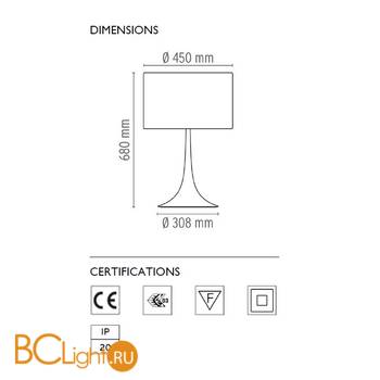 Настольная лампа Flos Spun Light T2 Aluminum F6611050 - Схема
