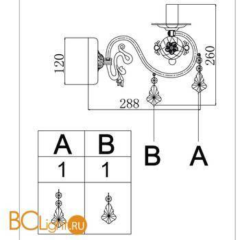 Бра Freya Faberge FR3218-WL-01-WG - Схема