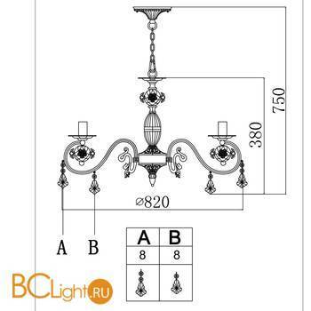 Люстра Freya Faberge FR3218-PL-08-WG - Схема