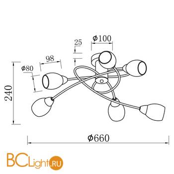 Потолочная люстра Freya Flash FR5103-CL-06-GN - Схема