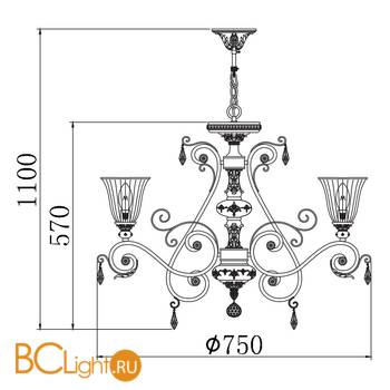 Люстра Freya Symphony FR2333-PL-06-BG - Схема