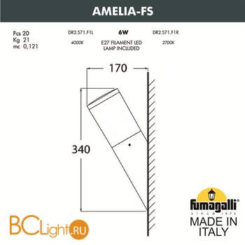 Уличный настенный светильник Fumagalli Amelia DR2.571.000.WYF1R - Схема