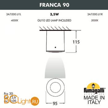 Уличный потолочный светильник Fumagalli Franca 90 3A7.000.000.AXU1L - Схема