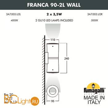 Уличный настенный светильник Fumagalli Franca 90 3A7.003.000.LXU2L - Схема
