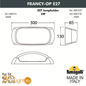 Уличный настенный светильник Fumagalli Francy 2A1.000.000.WYF1R - Схема