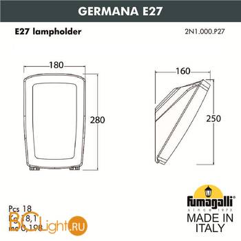 Уличный настенный светильник Fumagalli Germana 2N1.000.000.LYF1R - Схема