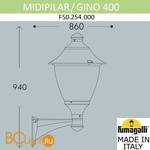 Уличный настенный светильник Fumagalli Gino F50.254.000.AXE27 - Схема