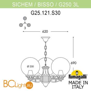 Уличный подвесной светильник Fumagalli Globe 250 G25.120.S30.BXE27 - Схема
